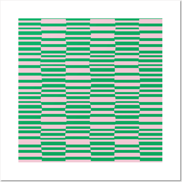 Funky Stripes in Pink and Green Wall Art by tramasdesign